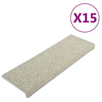 Tappeti Autoadesivi Scale Aspetto Sisal 15 pz 65x21x4 cm Grigi 326887