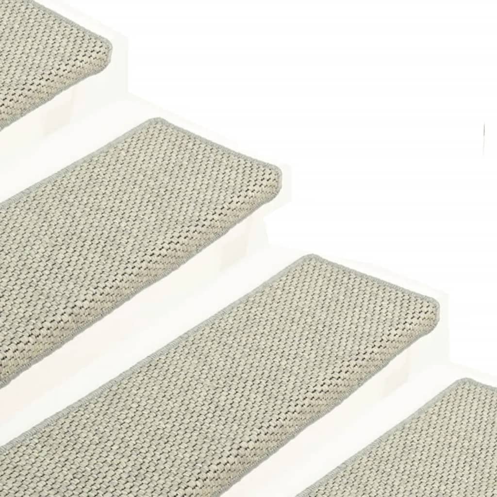 Tappeti Autoadesivi Scale Aspetto Sisal 15 pz 65x21x4 cm Grigi 326887