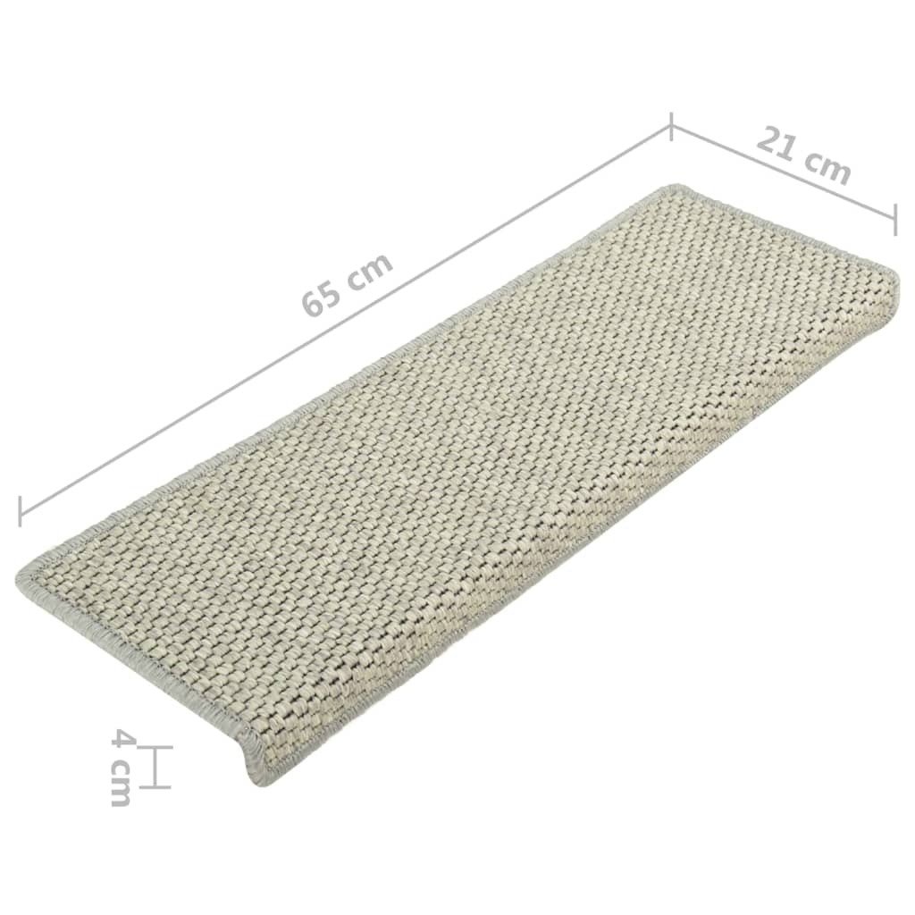 Tappeti Autoadesivi Scale Aspetto Sisal 15 pz 65x21x4 cm Grigi 326887