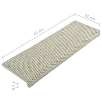 Tappeti Autoadesivi Scale Aspetto Sisal 15 pz 65x21x4 cm Grigi 326887