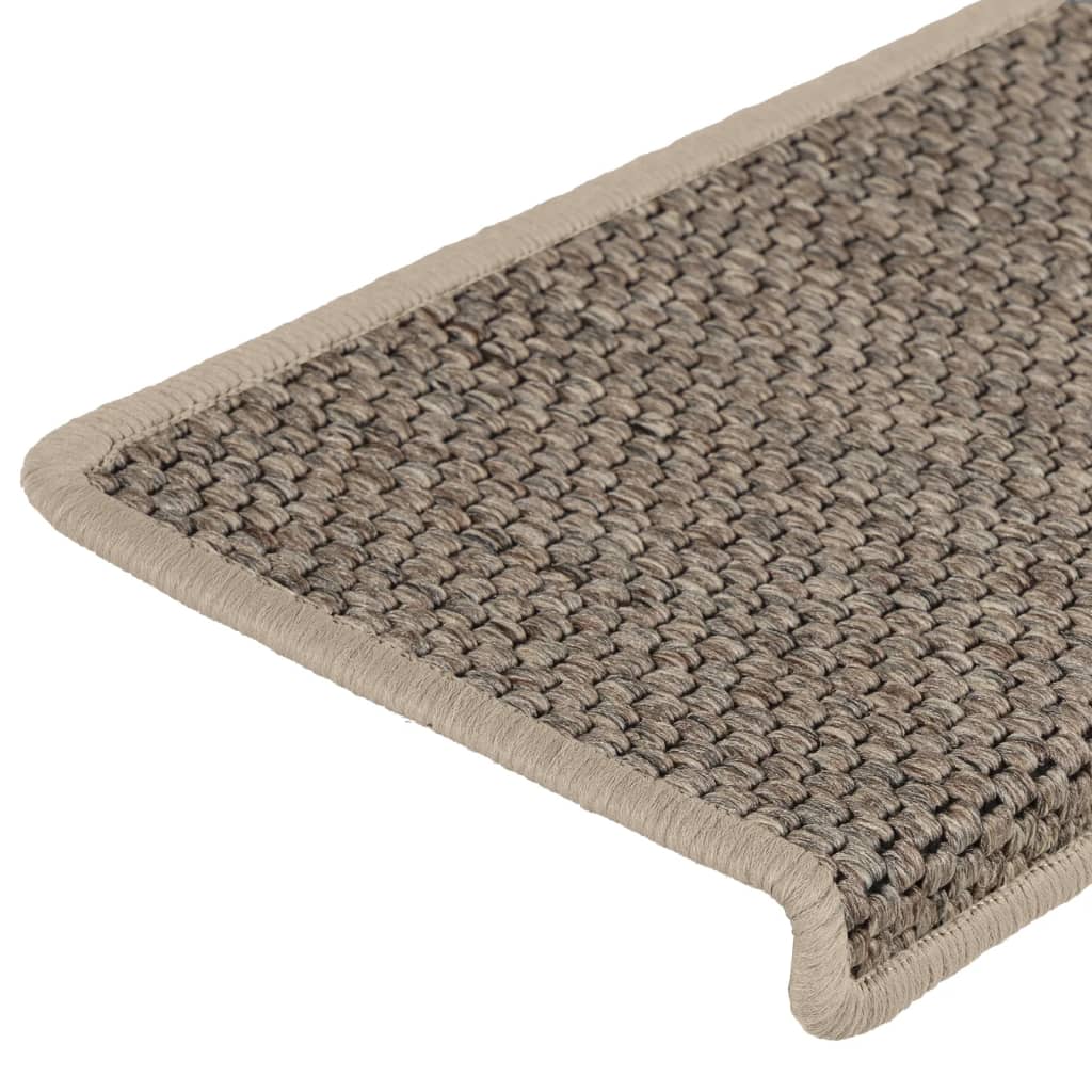 Tappeti Adesivi Scale Aspetto Sisal 15 pz 65x21x4cm Beige Scuro 326890