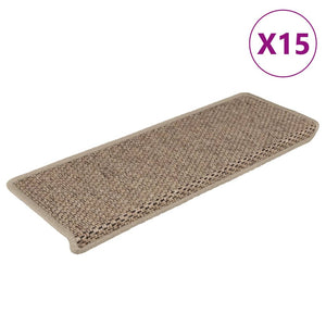 Tappeti Autoadesivi Scale Aspetto Sisal 15 pz 65x21x4 cm Sabbia 326891