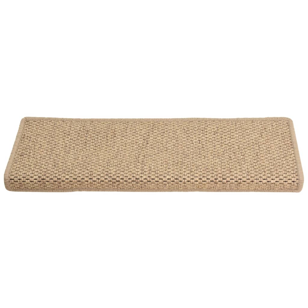 Tappeti Autoadesivi Scale Aspetto Sisal 15 pz 65x21x4 cm Sabbia 326891