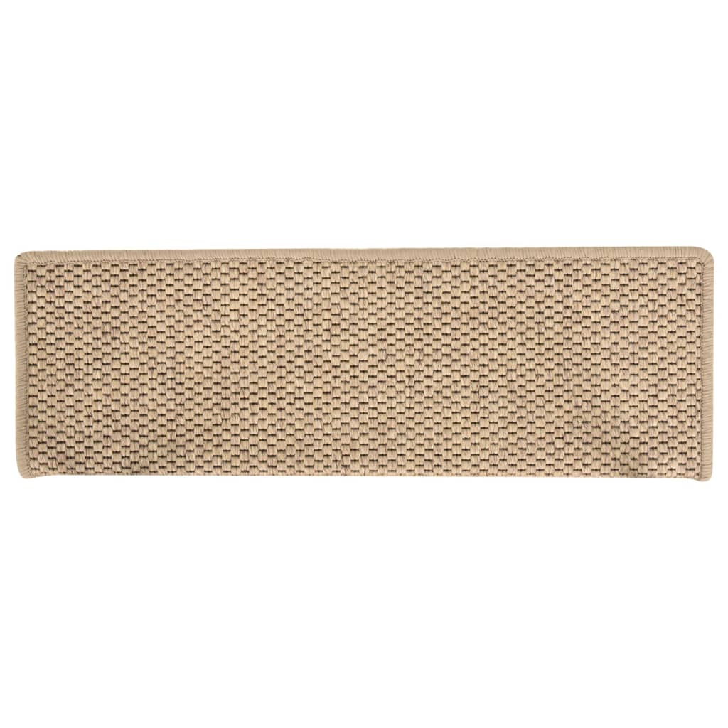 Tappeti Autoadesivi Scale Aspetto Sisal 15 pz 65x21x4 cm Sabbia 326891