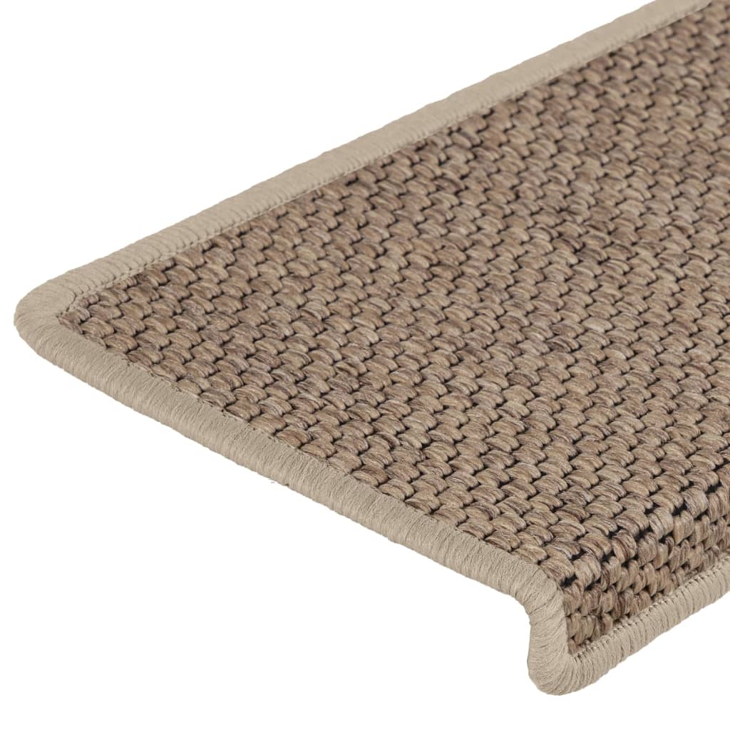 Tappeti Autoadesivi Scale Aspetto Sisal 15 pz 65x21x4 cm Sabbia 326891