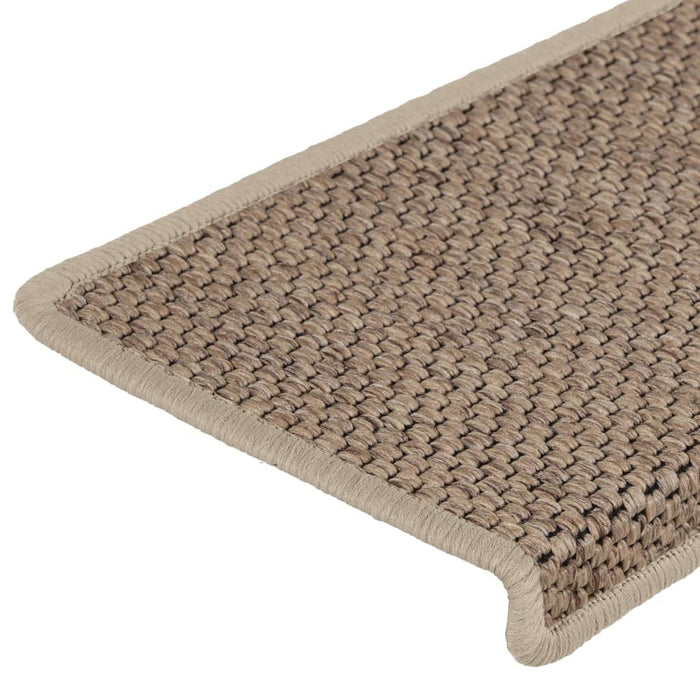 Tappeti Autoadesivi Scale Aspetto Sisal 15 pz 65x21x4 cm Sabbia 326891