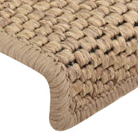 Tappeti Autoadesivi Scale Aspetto Sisal 15 pz 65x21x4 cm Sabbia 326891