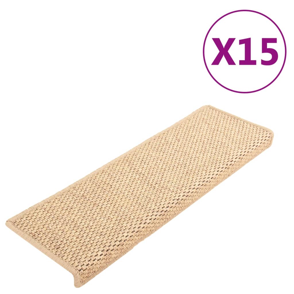 Tappeti Adesivi Scale Aspetto Sisal 15pz 65x21x4cm Beige Chiarocod mxl 119419