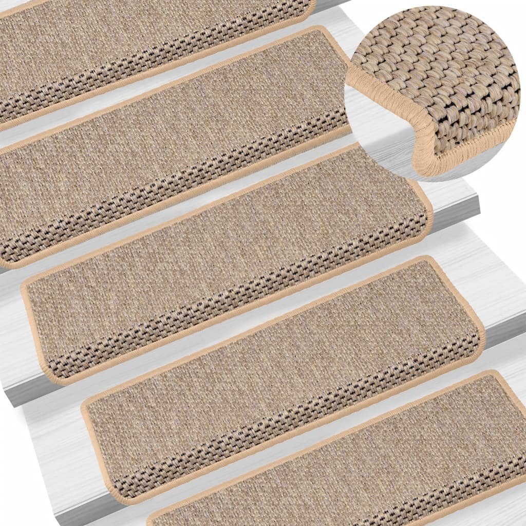 Tappeti Adesivi Scale Aspetto Sisal 15pz 65x21x4cm Beige Chiarocod mxl 119419