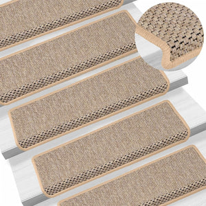 Tappeti Adesivi Scale Aspetto Sisal 15pz 65x21x4cm Beige Chiarocod mxl 119419