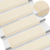 Tappeti Autoadesivi Scale Aspetto Sisal 15 pz 65x21x4 cm Crema 326893