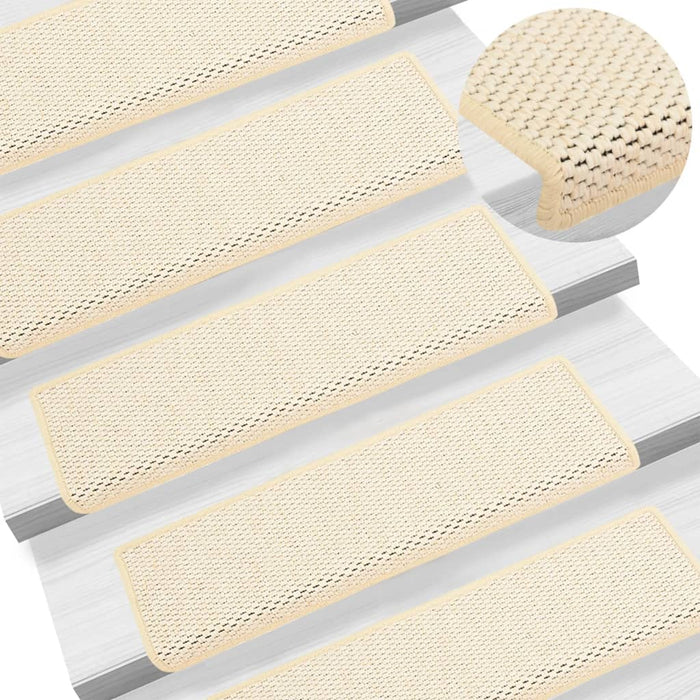 Tappeti Autoadesivi Scale Aspetto Sisal 15 pz 65x21x4 cm Crema 326893