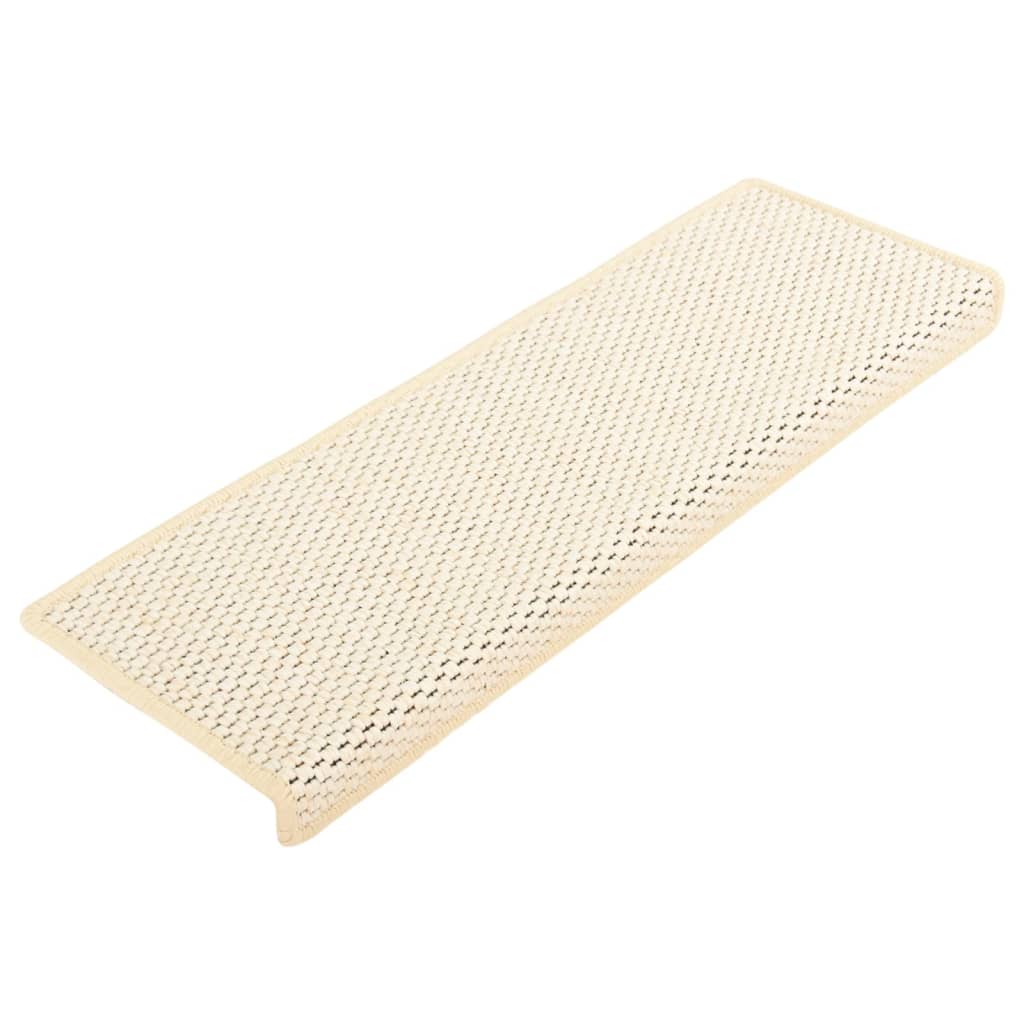 Tappeti Autoadesivi Scale Aspetto Sisal 15 pz 65x21x4 cm Crema 326893