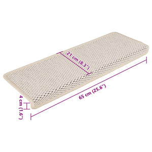 Tappeti Autoadesivi Scale Aspetto Sisal 15 pz 65x21x4 cm Crema 326893