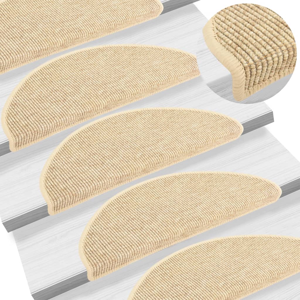 Tappeti Autoadesivi Scale Aspetto Sisal 15 pz 65x21x4 cm Beige 326903