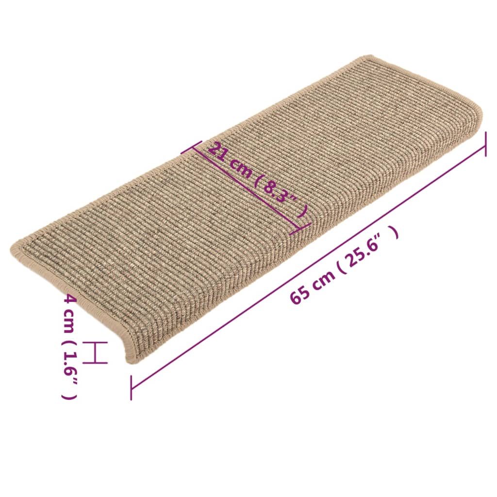 Tappetini Autoadesivi per Scale 15 pz Beige Scuro 65x25 cm cod mxl 76352