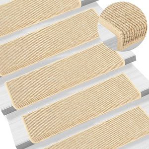 Tappeti Adesivi Scale Aspetto Sisal 15pz 65x21x4cm Beige Chiaro 326909