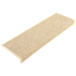 Tappeti Adesivi Scale Aspetto Sisal 15pz 65x21x4cm Beige Chiaro 326909