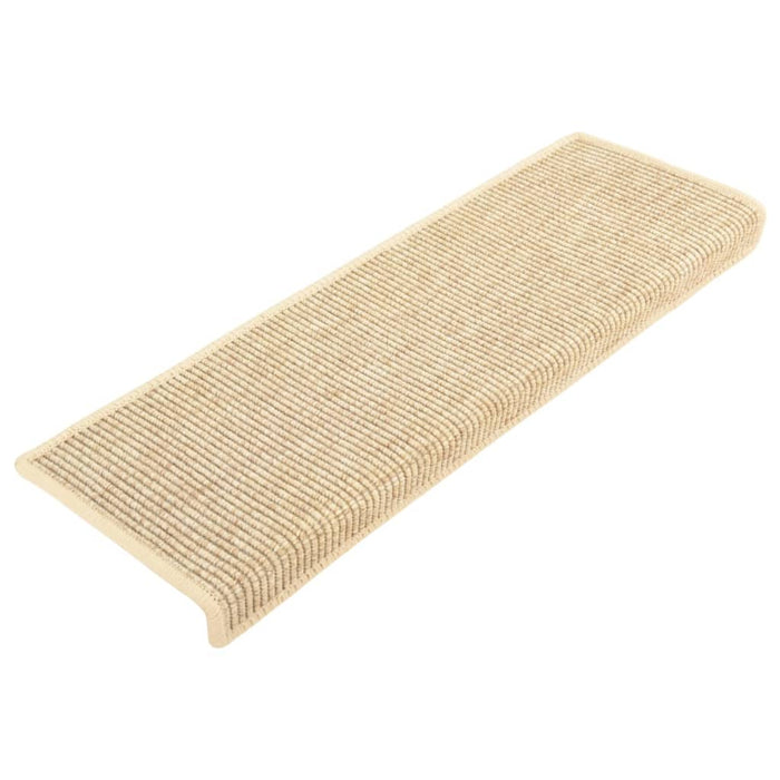 Tappeti Adesivi Scale Aspetto Sisal 15pz 65x21x4cm Beige Chiaro 326909