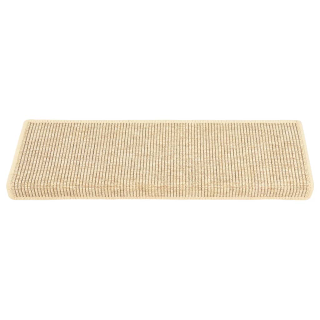 Tappeti Adesivi Scale Aspetto Sisal 15pz 65x21x4cm Beige Chiaro 326909