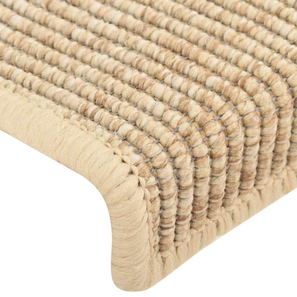 Tappeti Adesivi Scale Aspetto Sisal 15pz 65x21x4cm Beige Chiaro 326909