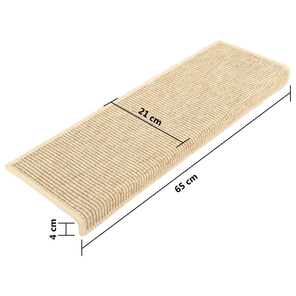 Tappeti Adesivi Scale Aspetto Sisal 15pz 65x21x4cm Beige Chiaro 326909