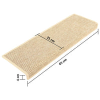 Tappeti Adesivi Scale Aspetto Sisal 15pz 65x21x4cm Beige Chiaro 326909