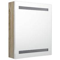 Armadietto Bagno con Specchio e LED Rovere 50x14x60 cm 326484