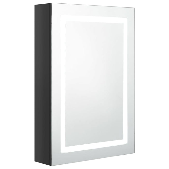 Armadietto Bagno con Specchio e LED Nero Lucido 50x13x70 cm cod mxl 65865