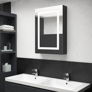 Armadietto Bagno con Specchio e LED Nero Lucido 50x13x70 cm cod mxl 65865