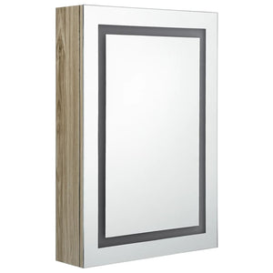 Armadietto Bagno con Specchio e LED Rovere 50x13x70 cm cod mxl 74651