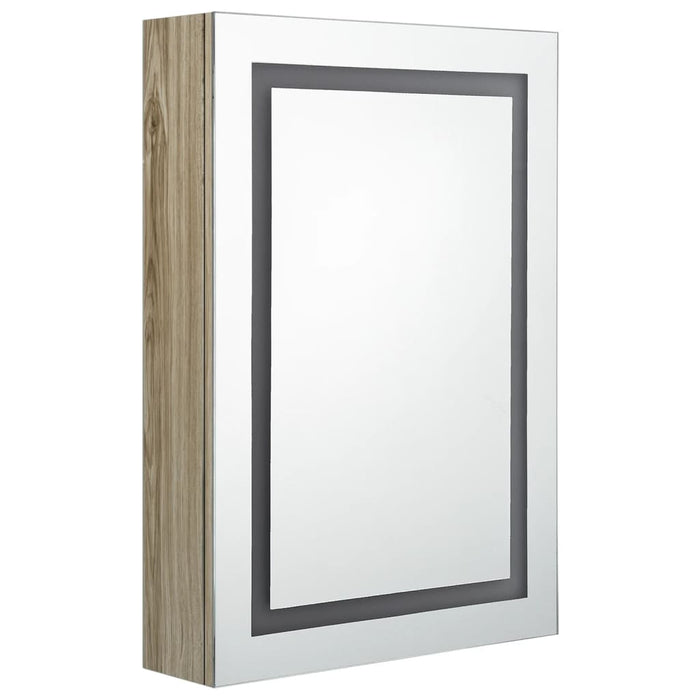 Armadietto Bagno con Specchio e LED Rovere 50x13x70 cm cod mxl 74651