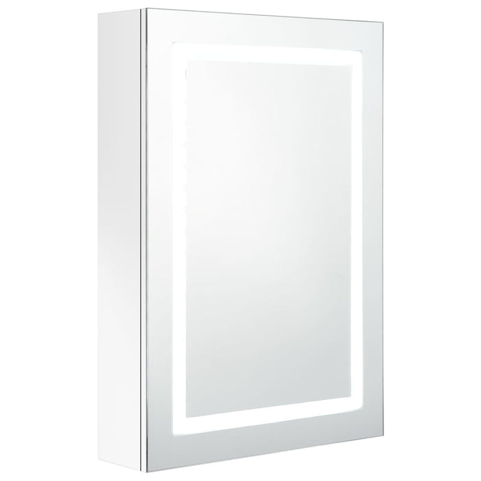 Armadietto Bagno con Specchio e LED Bianco Lucido 50x13x70 cm cod mxl 75259