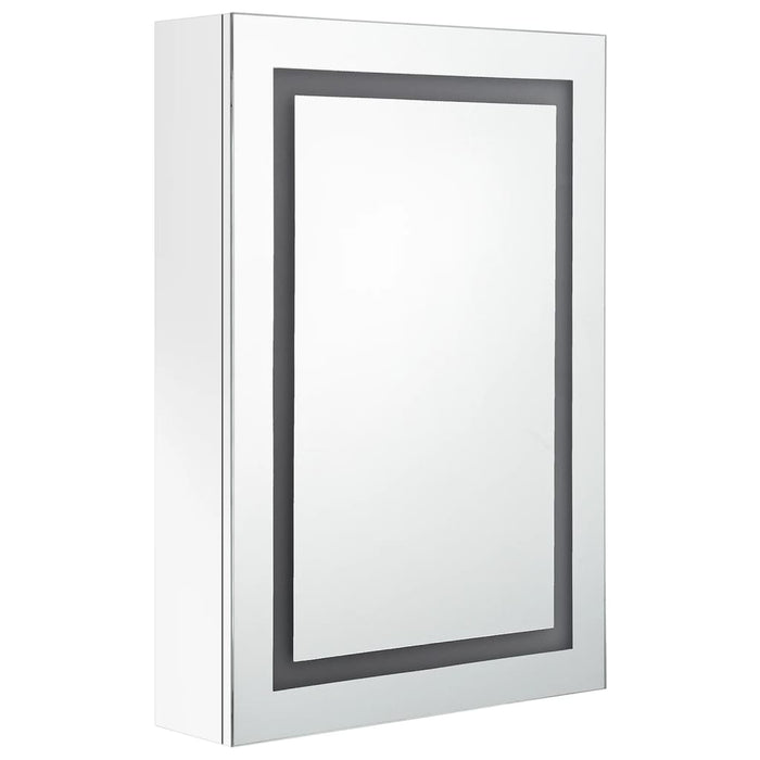 Armadietto Bagno con Specchio e LED Bianco Lucido 50x13x70 cm cod mxl 75259