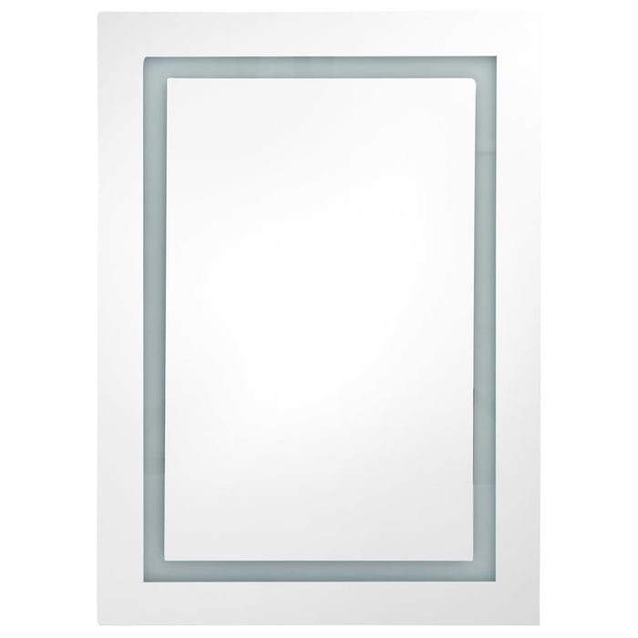 Armadietto Bagno con Specchio e LED Bianco Lucido 50x13x70 cm cod mxl 75259