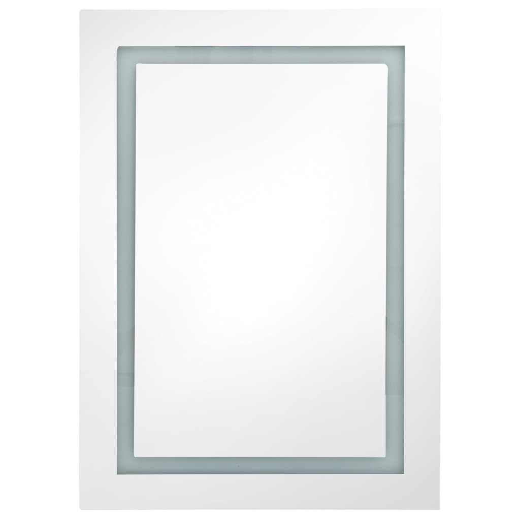 Armadietto Bagno con Specchio e LED Bianco Lucido 50x13x70 cm 326494