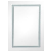 Armadietto Bagno con Specchio e LED Bianco Lucido 50x13x70 cm 326494