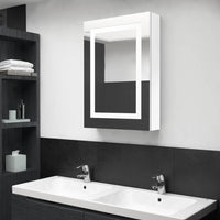 Armadietto Bagno con Specchio e LED Bianco Lucido 50x13x70 cm cod mxl 75259