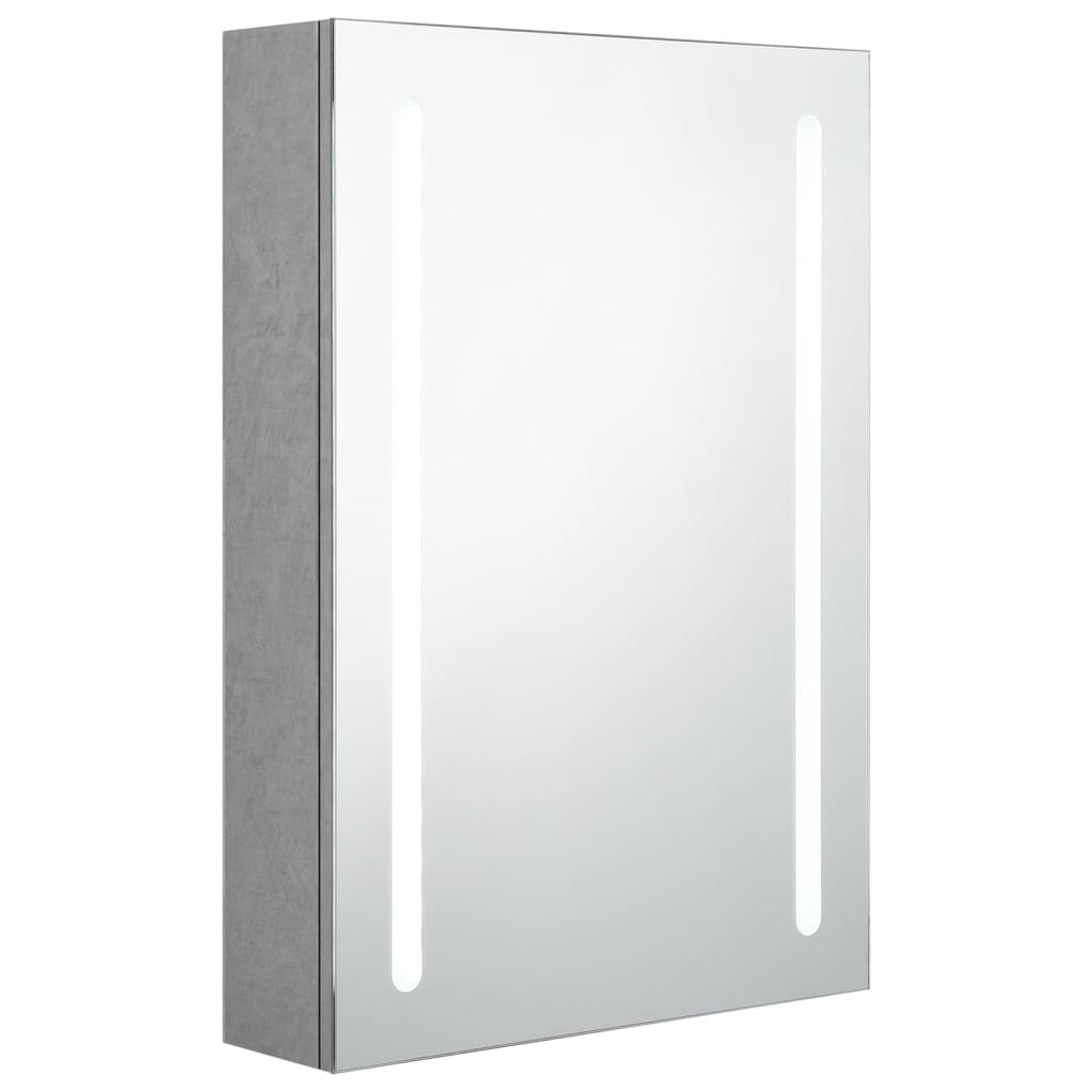 Armadietto Bagno con Specchio e LED Grigio Cemento 50x13x70 cm 326495