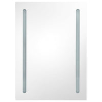 Armadietto Bagno con Specchio e LED Grigio Cemento 50x13x70 cm 326495