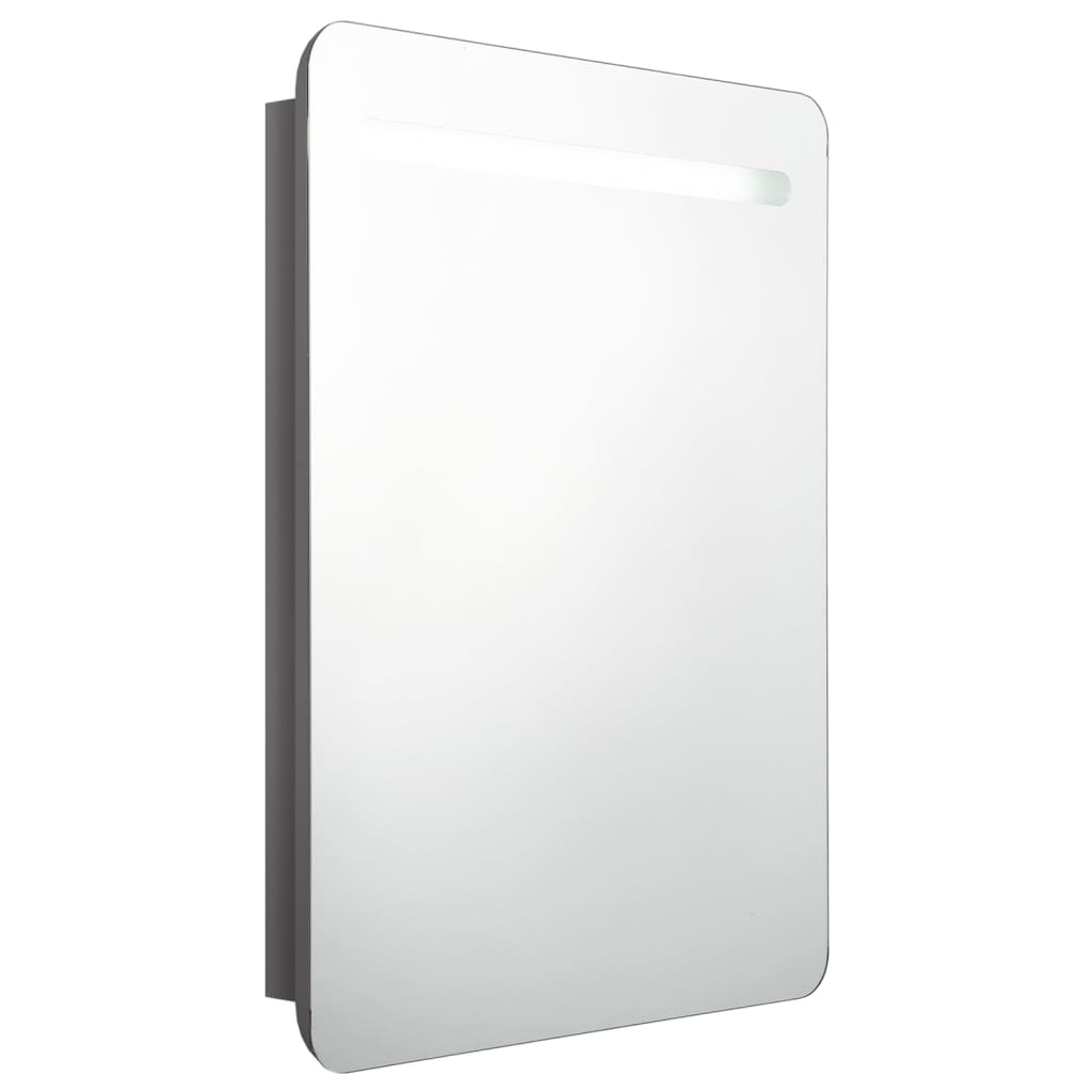 Armadietto Bagno con Specchio e LED Grigio Lucido 60x11x80 cmcod mxl 103820