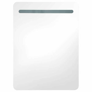 Armadietto Bagno con Specchio e LED Grigio Lucido 60x11x80 cm 326506