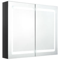 Armadietto Bagno con Specchio e LED Nero Lucido 80x12x68 cm cod mxl 73702