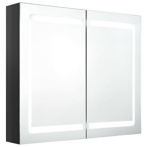 Armadietto Bagno con Specchio e LED Nero Lucido 80x12x68 cm 326512