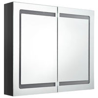 Armadietto Bagno con Specchio e LED Nero Lucido 80x12x68 cm cod mxl 73702