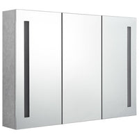 Armadietto Bagno con Specchio e LED Grigio Cemento 89x14x62 cm cod mxl 75928