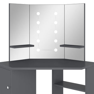 Tavolino da Trucco Angolare con LED Grigio 111x54x141,5 cm cod mxl 73419