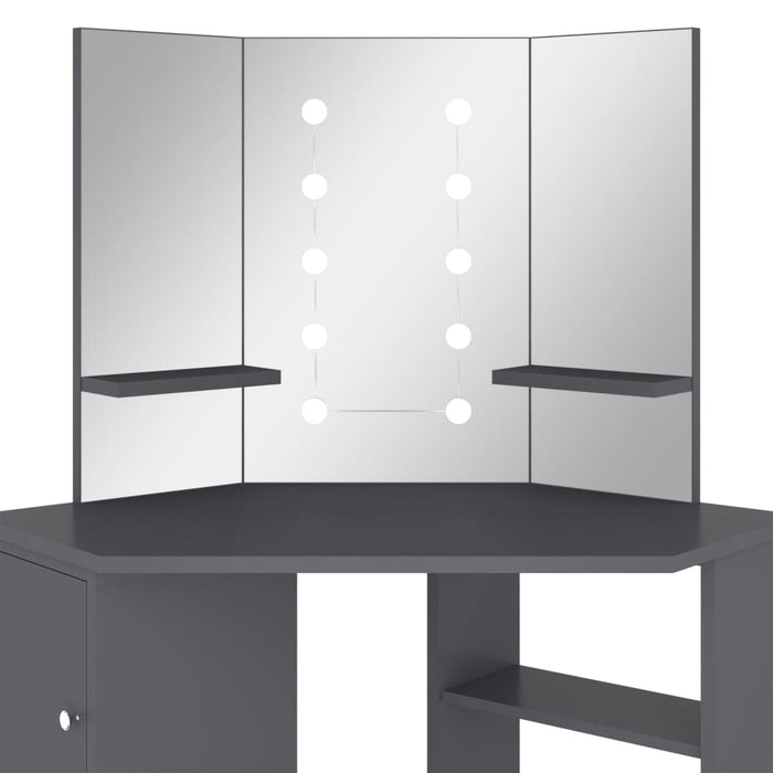 Tavolino da Trucco Angolare con LED Grigio 111x54x141,5 cm cod mxl 73419