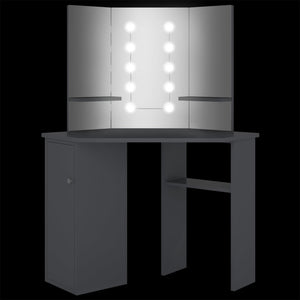 Tavolino da Trucco Angolare con LED Grigio 111x54x141,5 cm cod mxl 73419