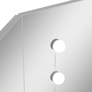 Tavolino da Trucco Angolare LED Grigio Cemento 111x54x141,5 cm 326535